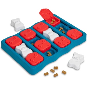 image:imageOutward Hound by Nina Ottosson Dog Brick  Interactive Treat Puzzle Enrichment Toy Level2 IntermediateDog Brick Red  White  Blue